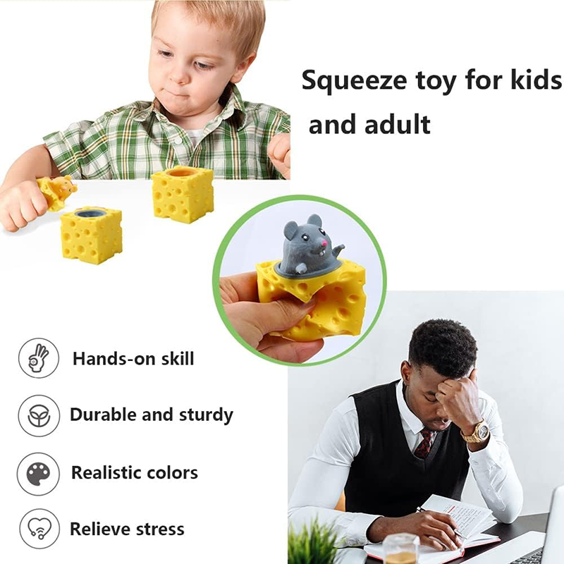 Stress-Relief Cheese and Mouse Squeeze Toy