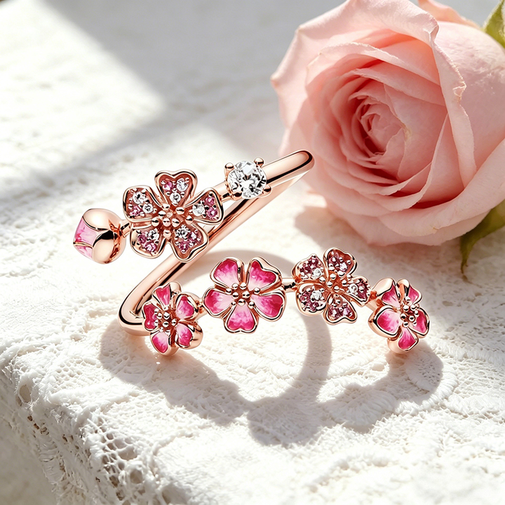 Rose Gold Peach Blossom Ring