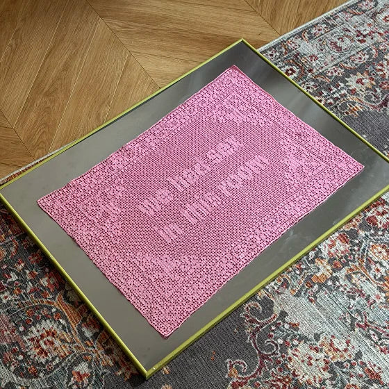 Pink Funny Slogan Crochet Wall Hanging