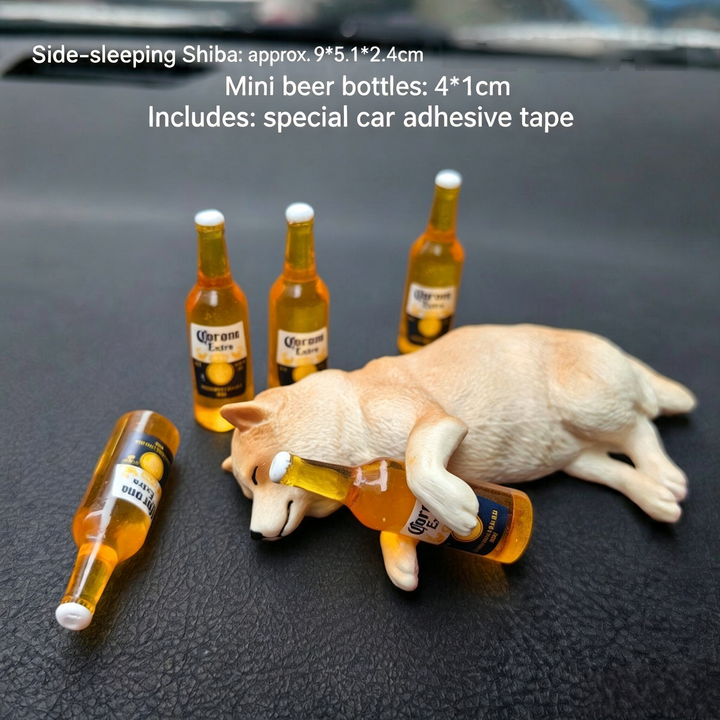 Realistic Drunken Shiba Inu Puppy Car Ornament
