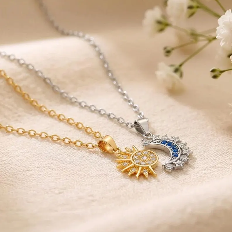 Sun and Moon Matching Necklaces