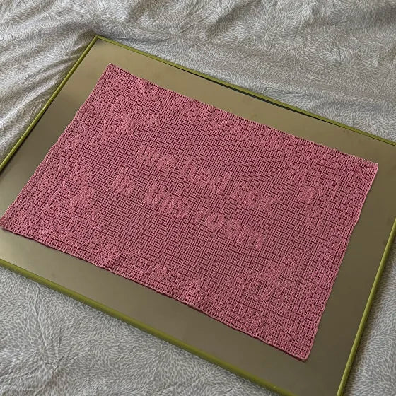 Pink Funny Slogan Crochet Wall Hanging