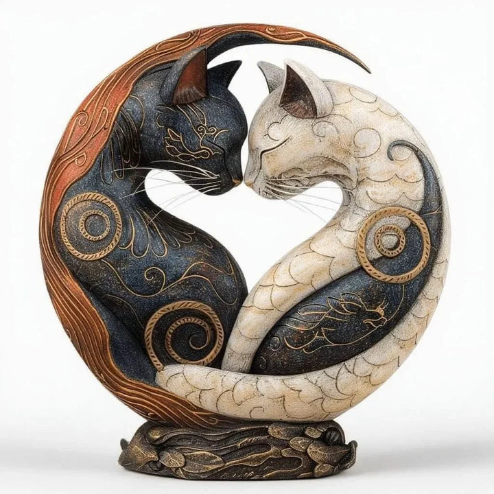 Black and White Cat Yin-Yang Art Desktop Ornament