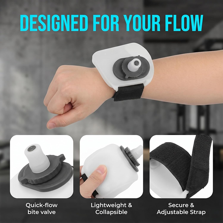 Portable wrist-worn water bottle for outdoor running