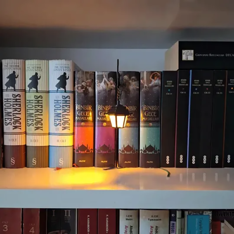 Decorative bookshelf lighting lanterns