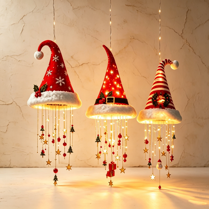 Light‑Up Santa Hat Hanging Decor