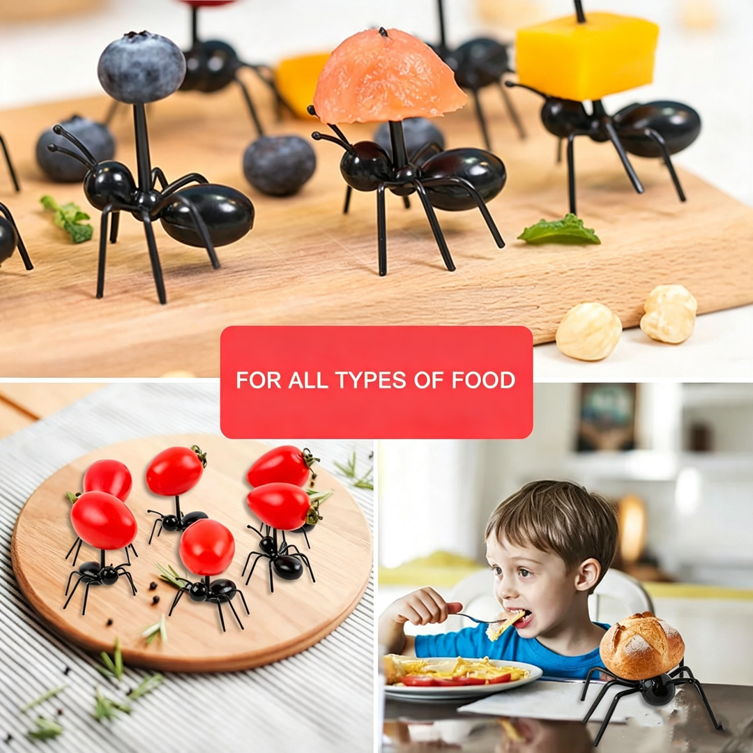 Ant-shaped fruit fork set