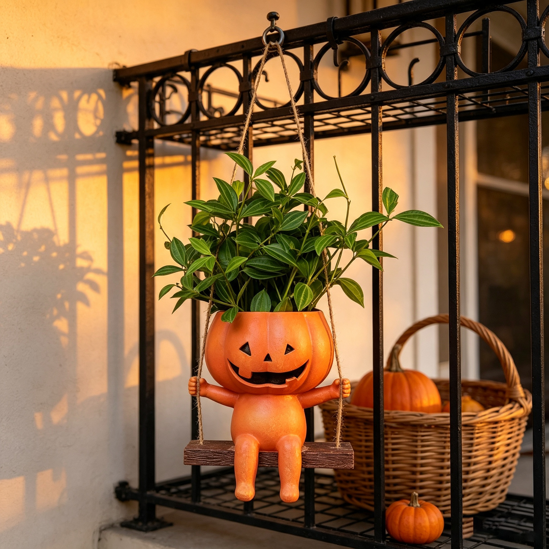 Swing Pumpkin Man Flower Pot
