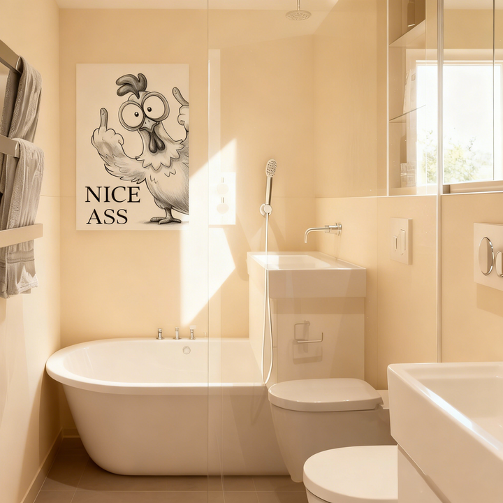 Fun Bathroom Wall Art - Sassy Chicken Pattern
