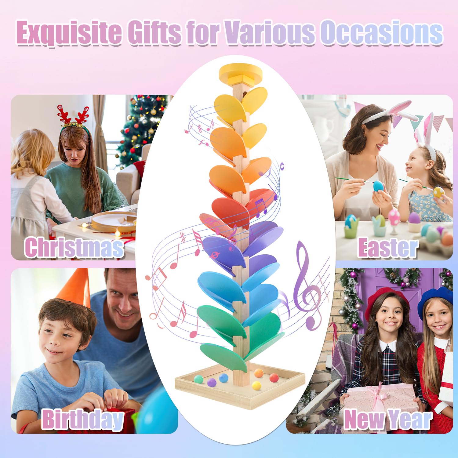 Wooden Marble Run Music Tree